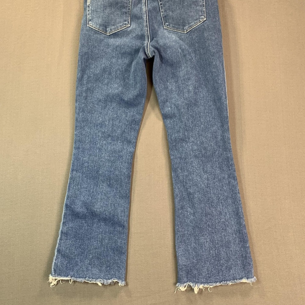 Paige Jeans Womens 29x28 Blue Claudine Mid Rise Crop Flare Raw Hem Stretch - Picture 15 of 16